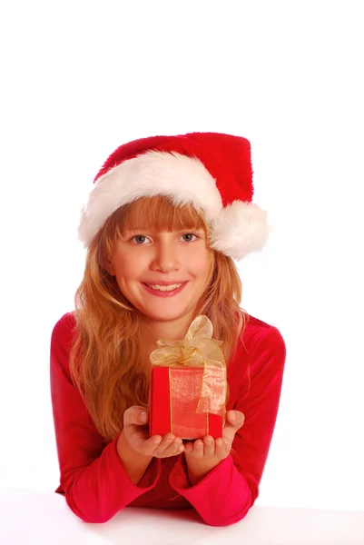 Mladá dívka v době Vánoc — Stock fotografie