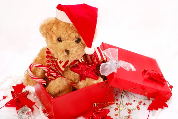 Teddy bears as christmas gift — Stock Photo, Image
