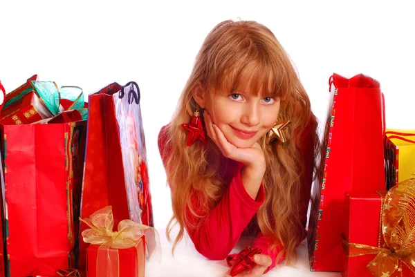 Ung flicka i juletid — Stockfoto