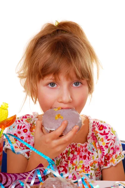 Little girl on birthday party — Stock Photo, Image