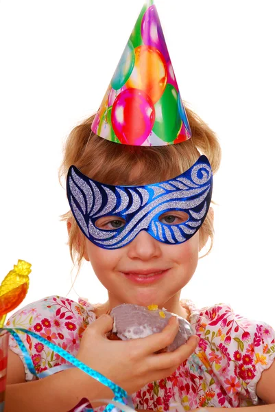 Kleines Mädchen auf Geburtstagsparty — Stockfoto