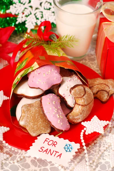 Cookies and milk for santa — Stock Photo, Image