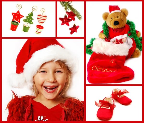Collage natalizio in rosso — Foto Stock