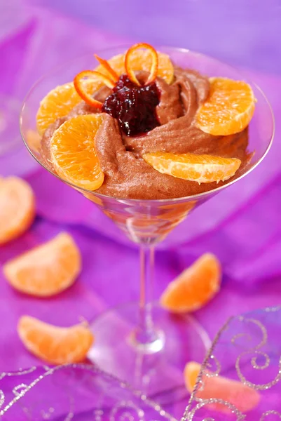 Čokoládová pěna s pomeranči — Stock fotografie