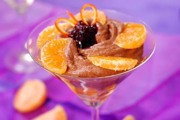 オレンジとチョコレートのムース — ストック写真