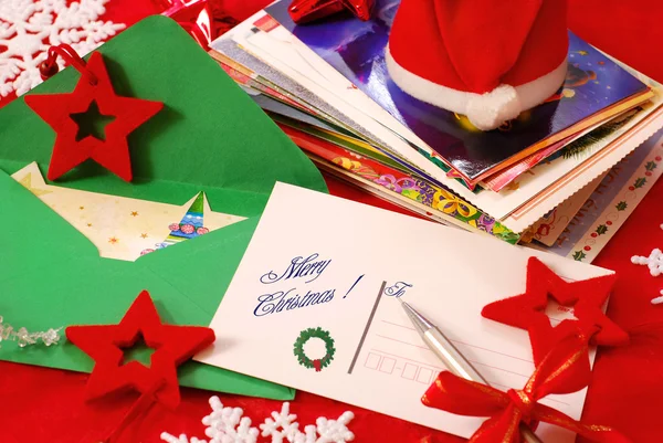 Skriva gratulationskort för jul — Stockfoto