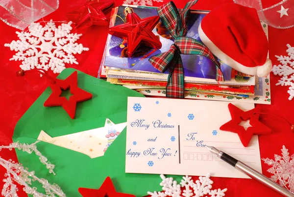 Escribir tarjetas de felicitación para Navidad — Foto de Stock