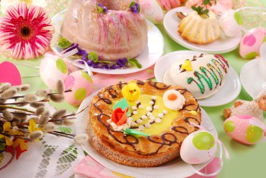 Easter pastries on the table clipart