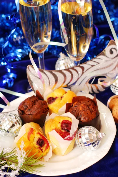 Muffins on party table — Stock Photo, Image