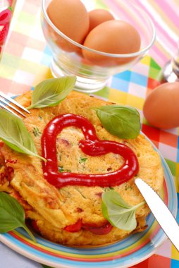 Omelette with vegetables clipart