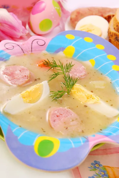 Velikonoční bílá polévka pro děti — Stock fotografie