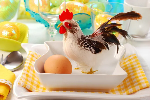 Cock Egg Bowl Easter Table Decoration — Stock Photo, Image