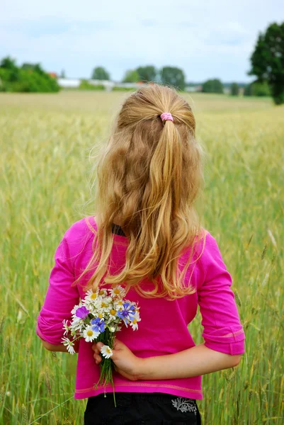 Young girl on field — Stock Photo, Image