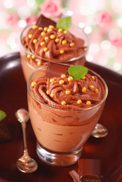 Mousse de chocolate e nougat — Fotografia de Stock