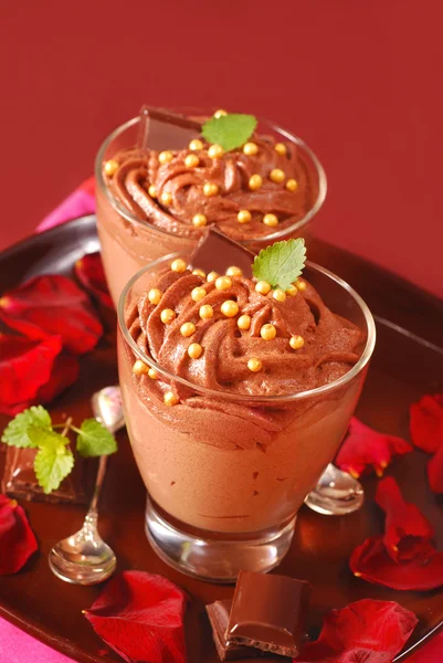 Schokolade und Nougat-Mousse — Stockfoto