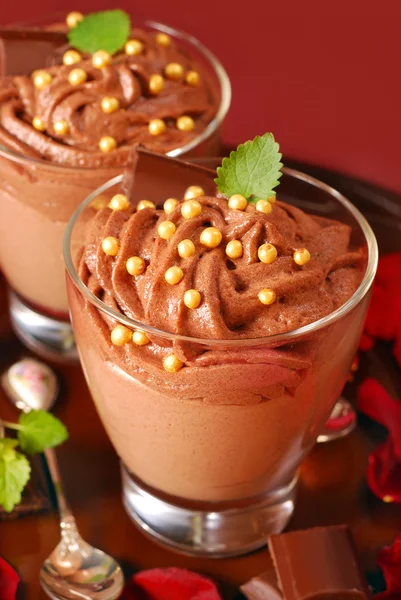 Csokoládé és nugát mousse — Stock Fotó