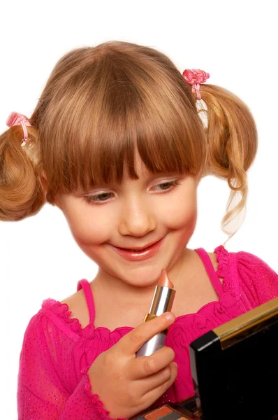 Mała dziewczynka i makijaż — Zdjęcie stockowe