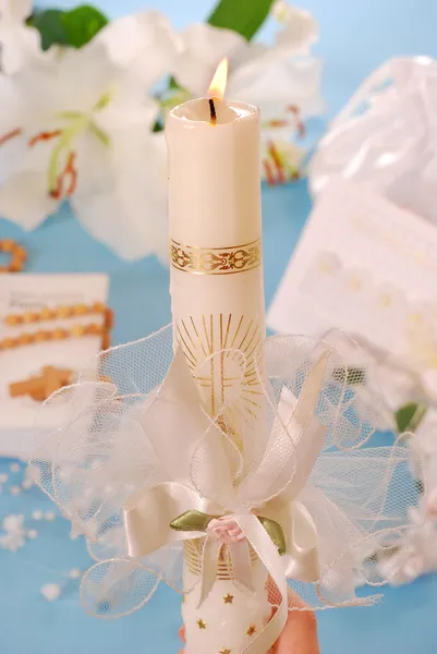 Svíčka pro první svaté přijímání — Stock fotografie