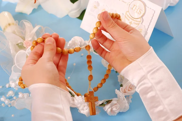 Prima santa comunione-rosario — Foto Stock
