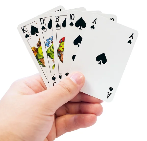 Spela kortet i handen — Stockfoto