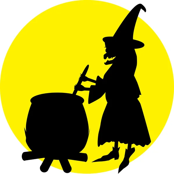 Witch on yellow — Stock Vector