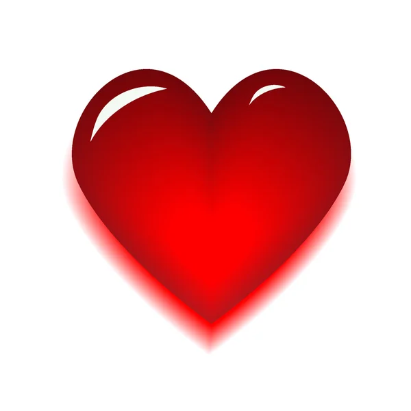 赤い輝き光沢のある心 ベクトル イラスト Eps8 — ストックベクタ