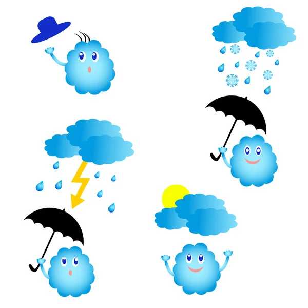 Set Vector Cute Weather Icons Eps8 — Stock Vector