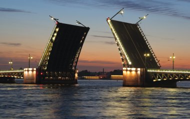 Night view of Palace Bridge. St Petersburg, Russia. clipart