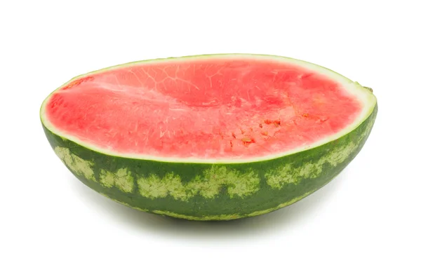 Een Halve Watermeloen Geïsoleerd Een Witte Achtergrond — Stockfoto