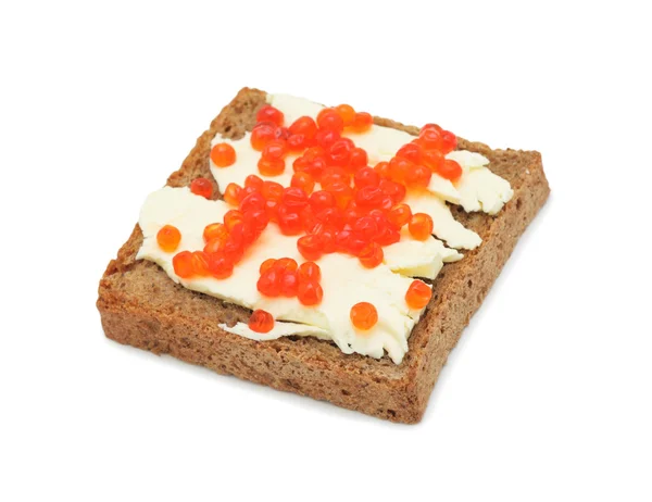 Sandwich Butter Salmon Roe Isolated White Background — Stock Photo, Image