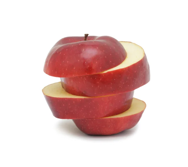 Pomme Rouge Mûre Tranchée Isolée Sur Fond Blanc — Photo
