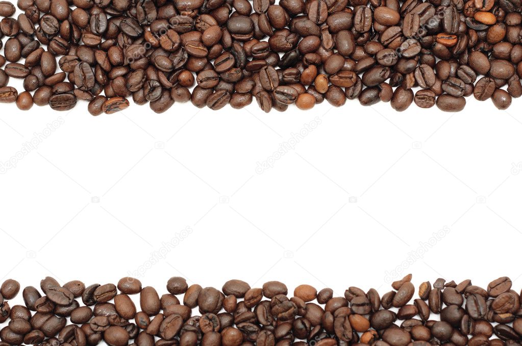 Coffee beans stripes, isolated on a white background