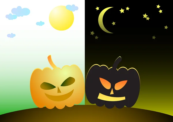 Halloween (Tag und Nacht)) — Stockvektor