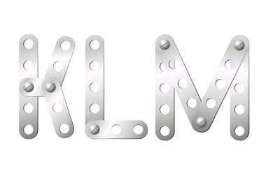 Metal letters K, L, M clipart