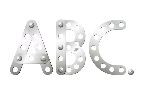 Металлические буквы A, B, C — стоковый вектор