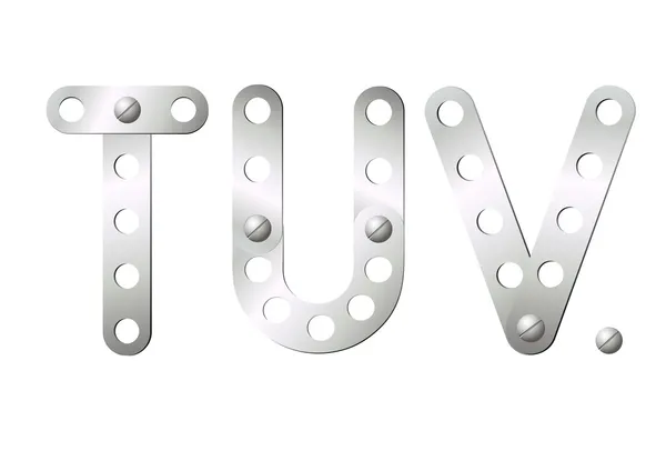 stock vector Metal letters T, U, V