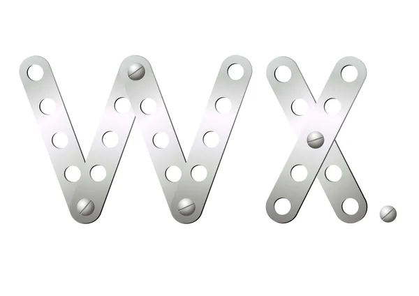 Lettres métalliques W, X — Image vectorielle