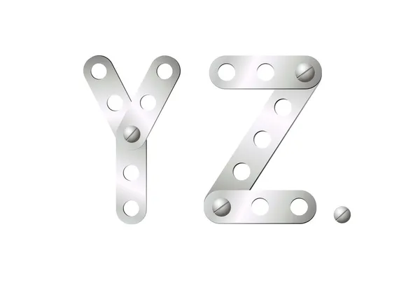 Lettres métalliques Y, Z — Image vectorielle