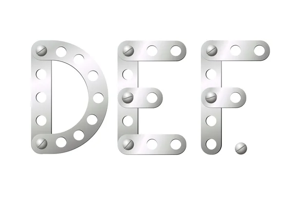 Metal letters D, E, F — Stock Vector