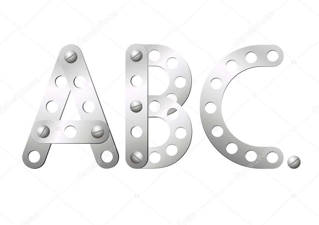 Metal letters A, B, C