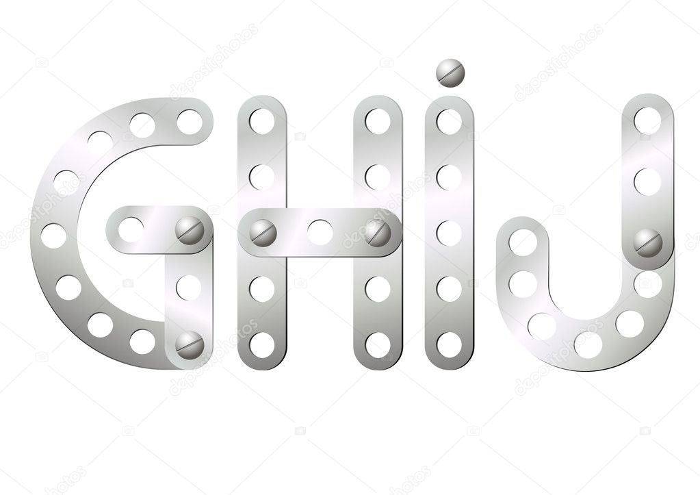 Metal letters G, H, I, J