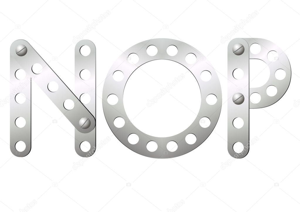 Metal letters N, O, P