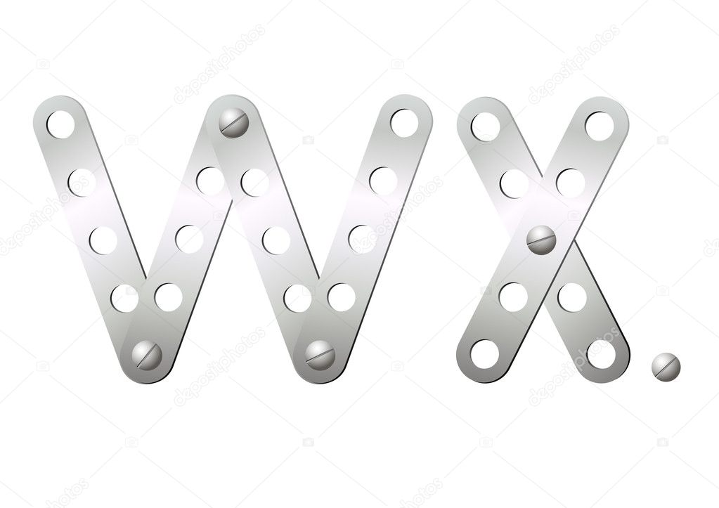 Metal letters W, X