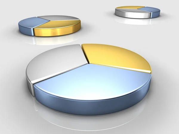 Metallic Color Pie Charts Large One Front Reflective Floor — 스톡 사진