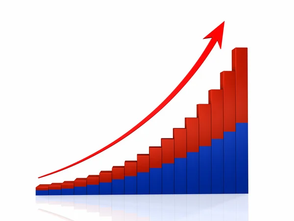 Graf růstu s šipkou — Stock fotografie