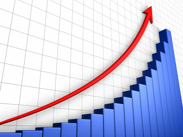 グリッドと矢印 肯定的な傾向のビジネスの成長グラフ — ストック写真