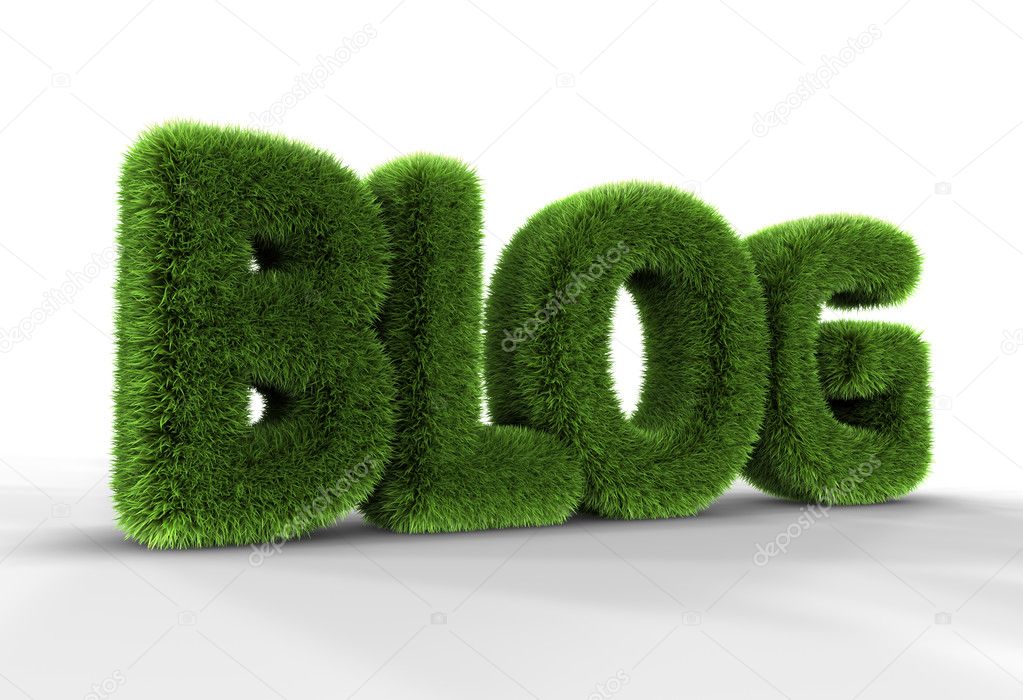 Grass blog word isolated on white background, 3D rendering