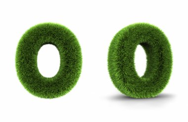 Grass letter o, isolated on white background clipart