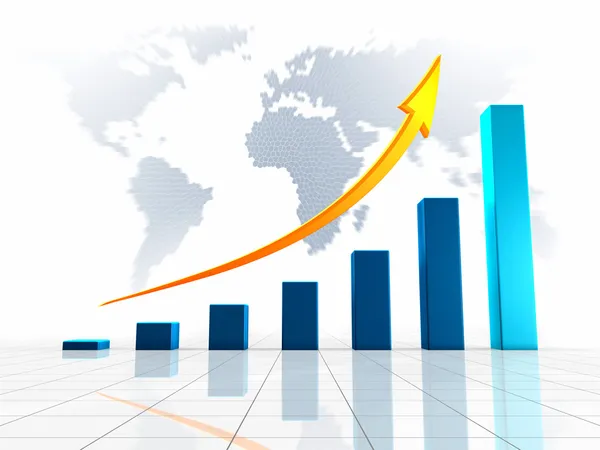 Growing Chart Golden Arrow Pointing Upwards World — Stock Photo, Image