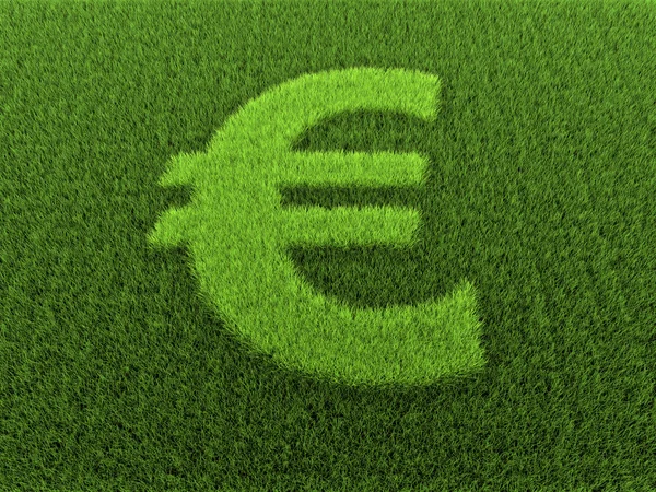Grass Shape Euro Sign Rendering — Stock Photo, Image